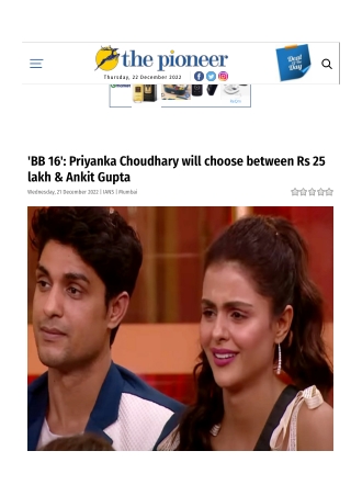 'BB 16' Priyanka Choudhary will choose between Rs 25 lakh & Ankit Gupta