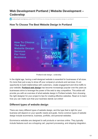 How To Choose The Best Website Design In Portland