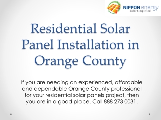 Residential Solar Panel Installation in Orange County