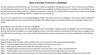 What is the Best Tie Knot for a Wedding