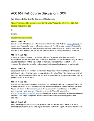 ACC 667 Full Course Discussions GCU