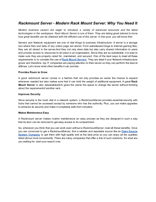 Rackmount Server - Modern Rack Mount Server_ Why You Need It