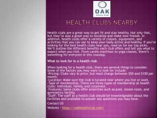 Health Clubs Nearby