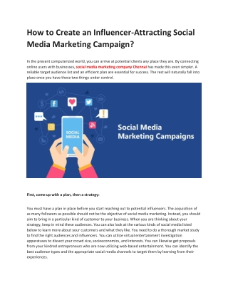 How to Create an Influencer Attracting Social Media Marketing Campaign