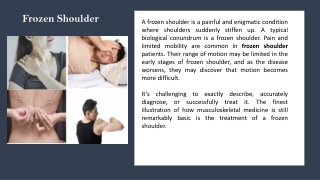 Get The Best Treatment For Frozen Shoulder Pain In Singapore