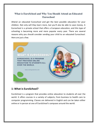 What is EuroSchool and Why You Should Attend an Educated Euroschool