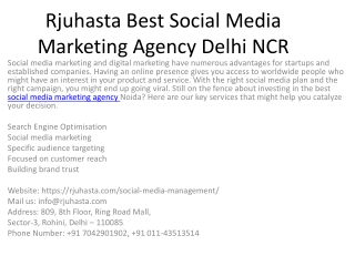 Rjuhasta Best Social Media Marketing Agency Delhi NCR