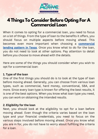 4 Things To Consider Before Opting For A Commercial Loan