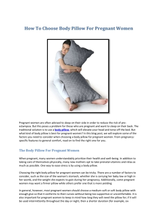 How To Choose Body Pillow For Pregnant Women
