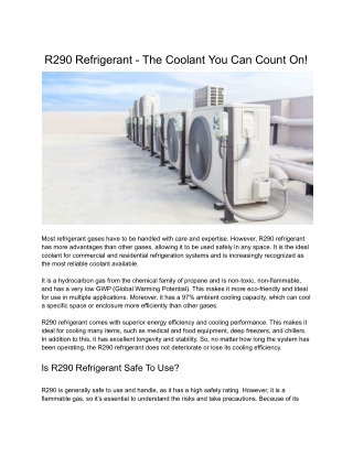 R290 Refrigerant_ The Coolant You Can Count On