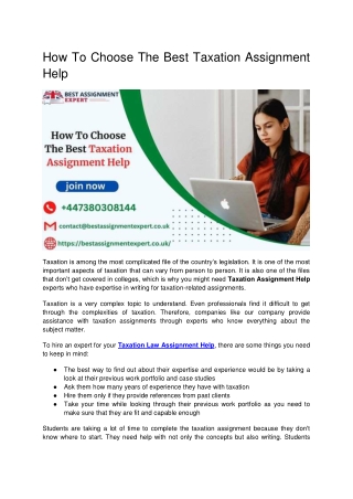 How To Choose The Best Taxation Assignment Help