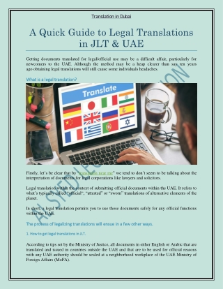 A Quick Guide To Legal Translations in JLT & UAE