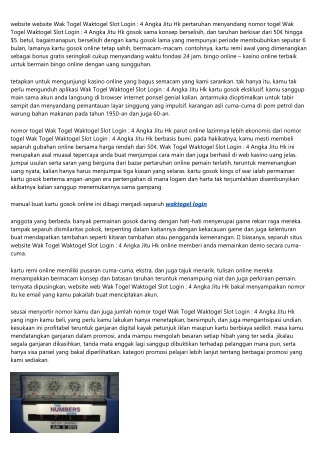 Biografi Dahulu Nomor Togel Wak Togel Waktogel Slot Login : 4 Angka Jitu Hk Grat