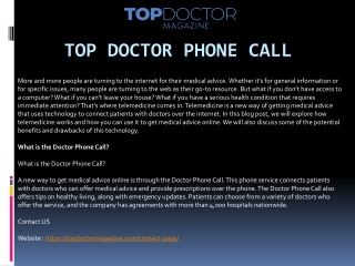 Top Doctor Phone Call