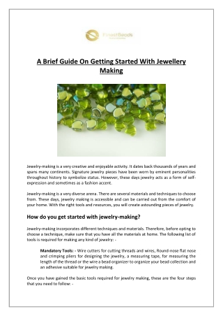 A brief guide on getting started with jewelry making