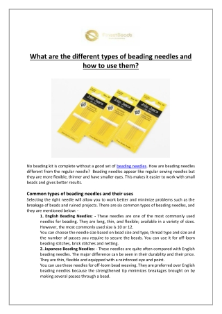 What are the different types of beading needles and how to use them?