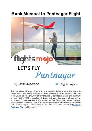 Mumbai to Pantnagar Flight