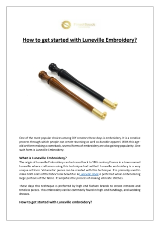 How to get started with Luneville Embroidery?