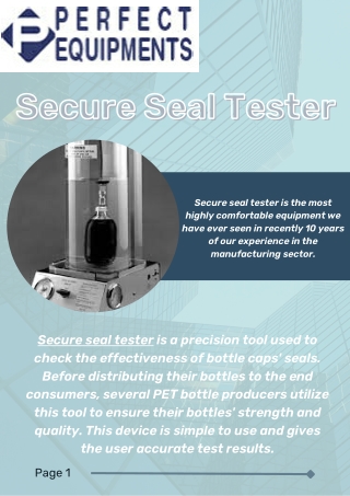 Secure seal tester | Perfect Group India