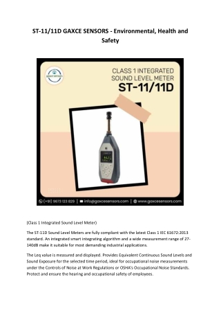 ST-1111D GAXCE SENSORS - Environmental, Health and Safety