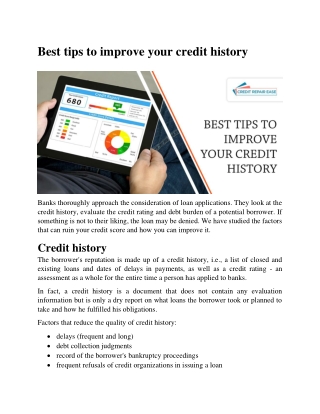 How to improve your credit history