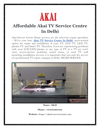 Affordable Akai TV Service Centre In Delhi