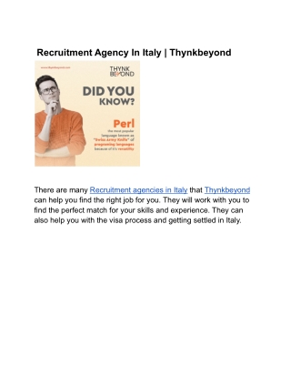 Recruitment Agency In Italy _ Thynkbeyond