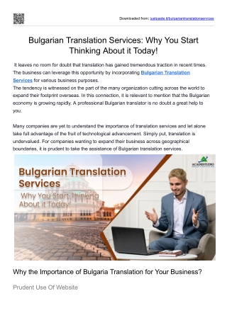 Bulgarian Translation Services