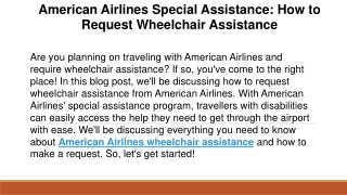 American Airlines Special Assistance How to Request Wheelchair Assistance