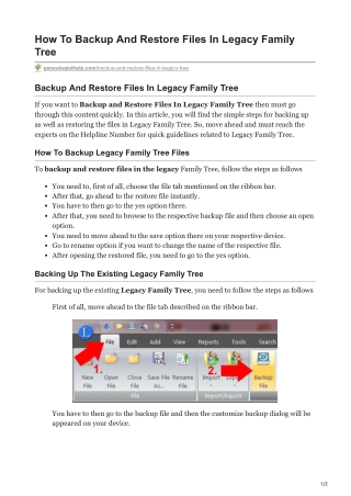 How To Backup And Restore Files In Legacy Family Tree