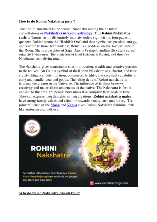 How to do Rohini Nakshatra puja?
