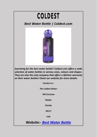 Best Water Bottle  Coldest.com