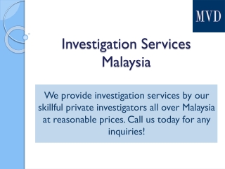 Investigation Services Malaysia