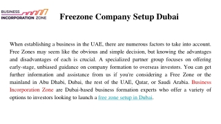 Freezone Company Setup Dubai