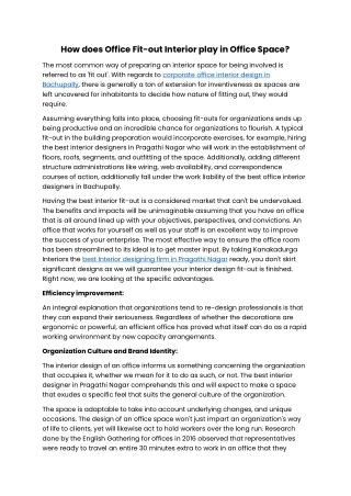 How does Office Fit-out Interior play in Office Space.docx