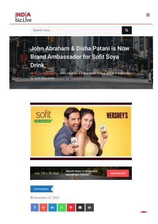 John Abraham & Disha Patani is Now Brand Ambassador for Sofit Soya Drink
