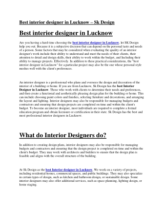 Best interior designer in Lucknow
