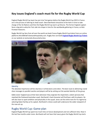 key issues England’s coach must fix for the Rugby World Cup