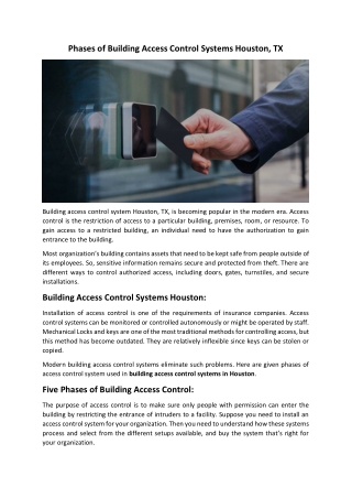 Phases of Building Access Control Systems Houston, TX