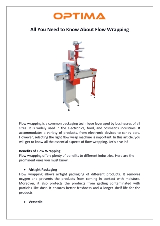 All You Need to Know About Flow Wrapping