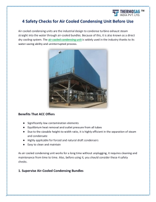 4 Safety Checks for Air Cooled Condensing Unit Before Use