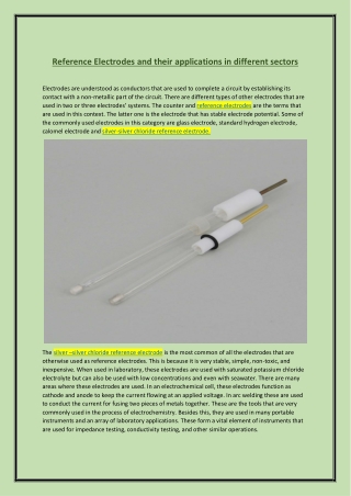 Reference Electrodes and their applications in different sectors