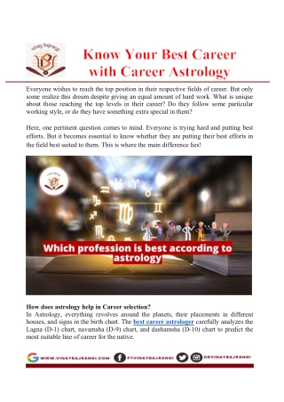 Know Your Best Career With Career Astrology?