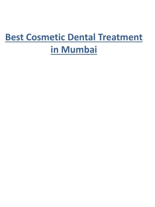Best Cosmetic Dental Treatment in Mumbai