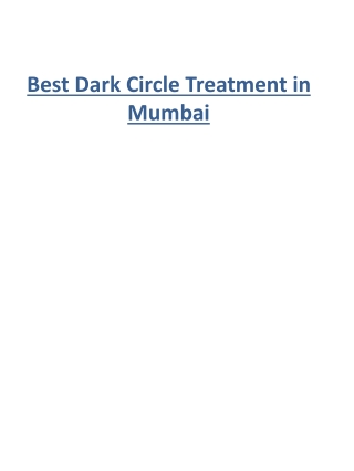 Best Dark Circle Treatment in Mumbai