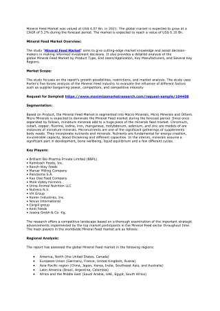Mineral Feed Market Industry Analysis and Forecast (2022-2029)