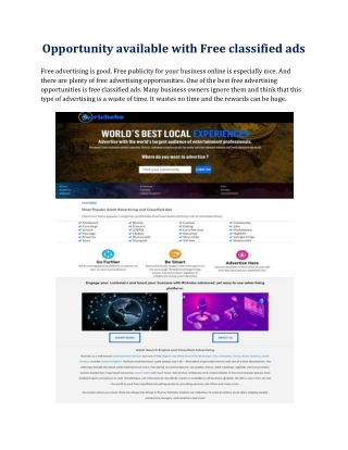 Opportunity available with Free classified ads