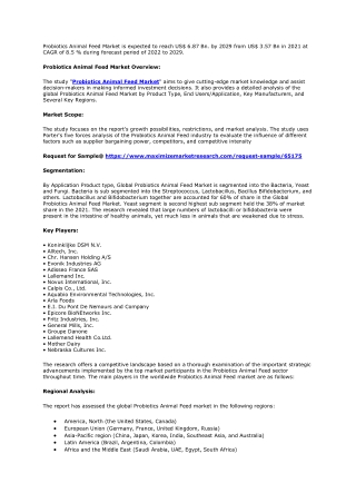 Probiotics Animal Feed Market Industry Analysis and Forecast (2022-2029)
