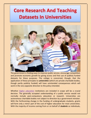 Core Research And Teaching Datasets In Universities
