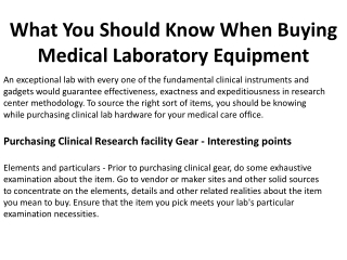 What You Should Know When Buying Medical Laboratory Equipment